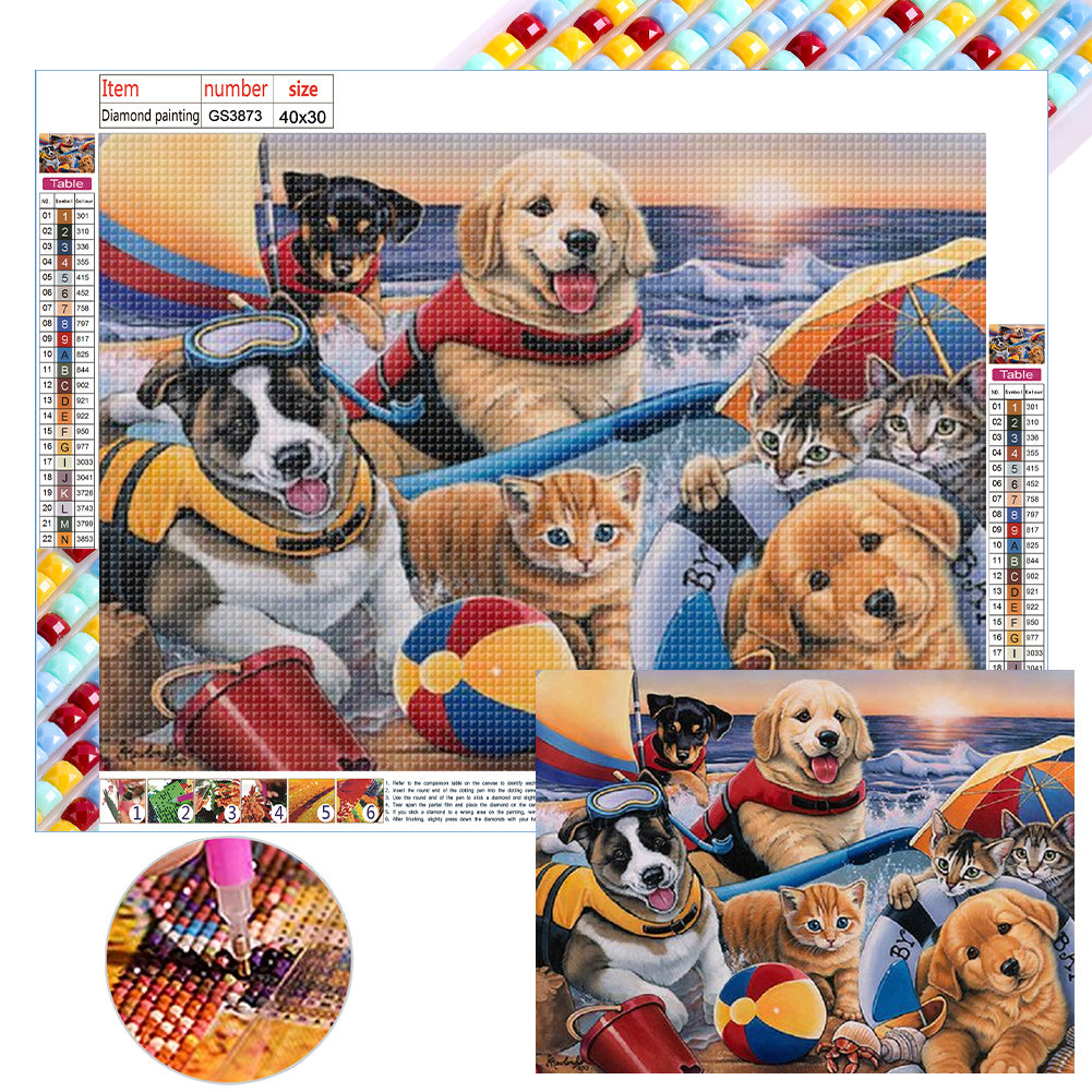 Kittens And Puppies - Full Square Drill Diamond Painting 40*30CM