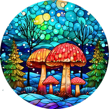Fantasy Mushroom Stained Glass - Full Round AB Drill Diamond Painting 40*40CM