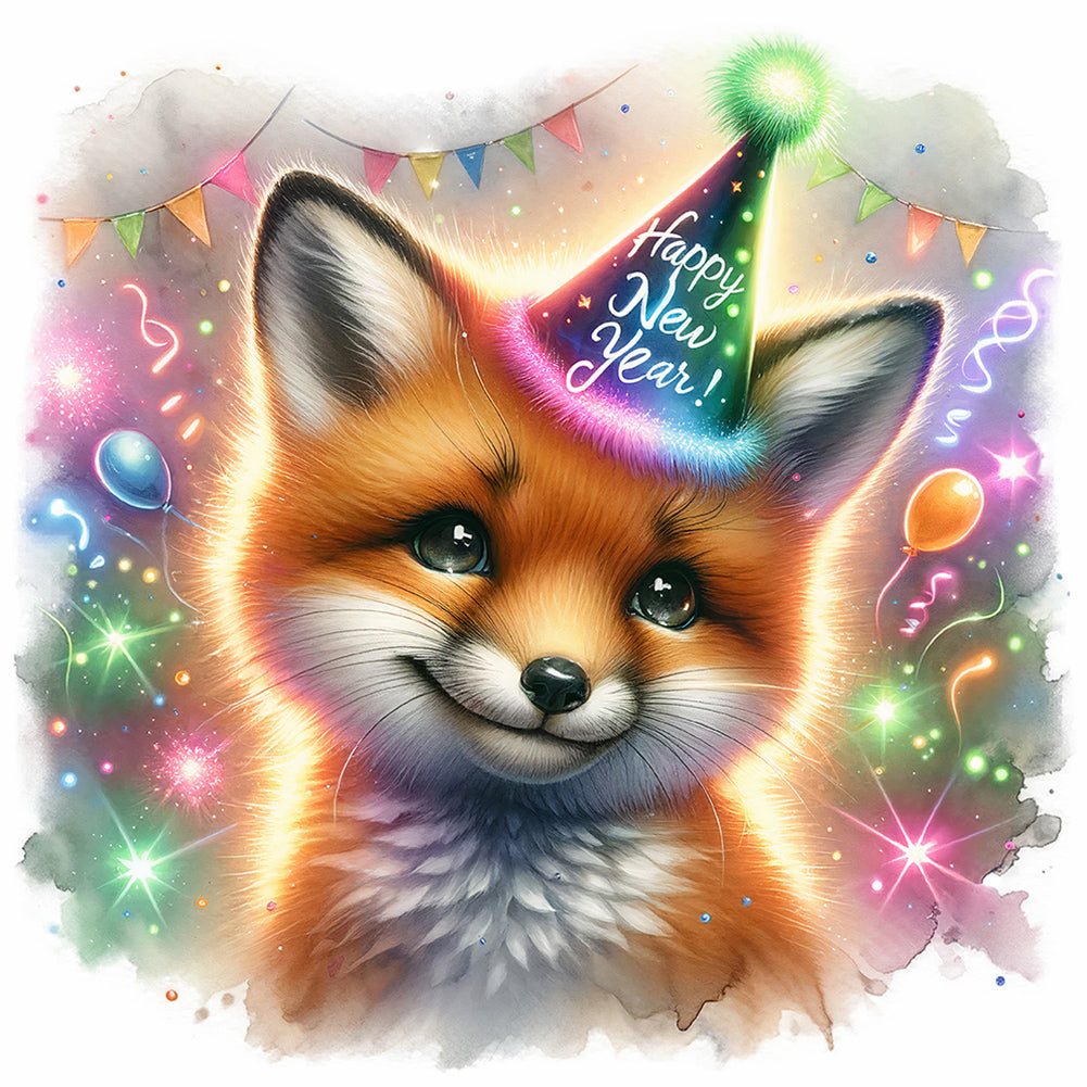 Shiny Animal Fox - Full Round Drill Diamond Painting 30*30CM