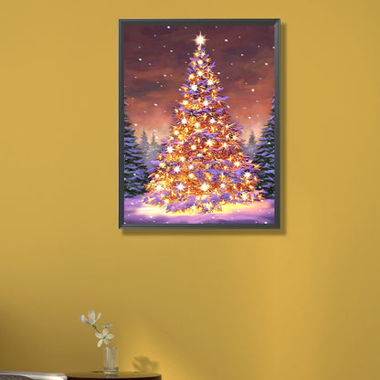 Golden Christmas Tree In The Snow - Full Round AB Drill Diamond Painting 40*55CM