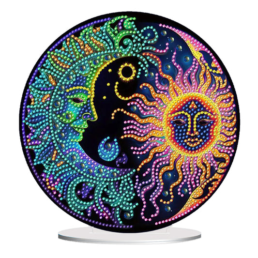 Sun and Moon Round Diamonds Painting Desktop Decor for Office Desktop Decor (#1)