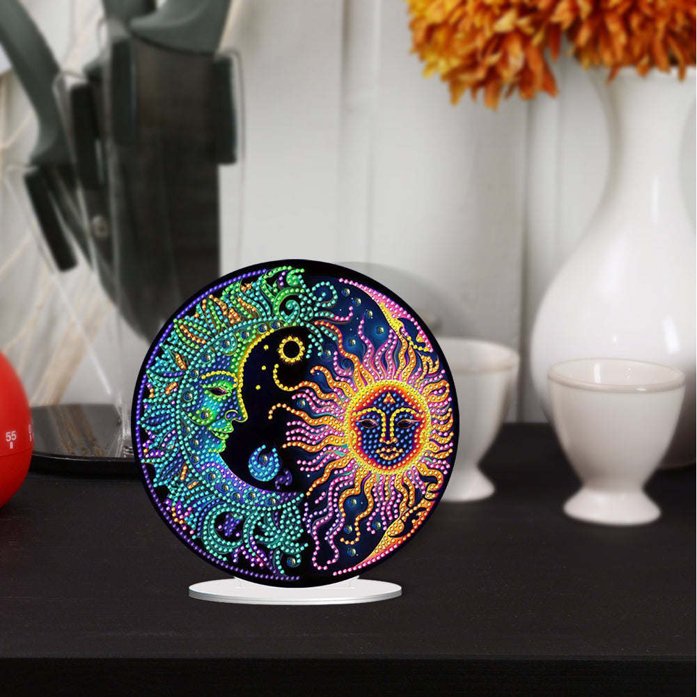 Sun and Moon Round Diamonds Painting Desktop Decor for Office Desktop Decor (#1)