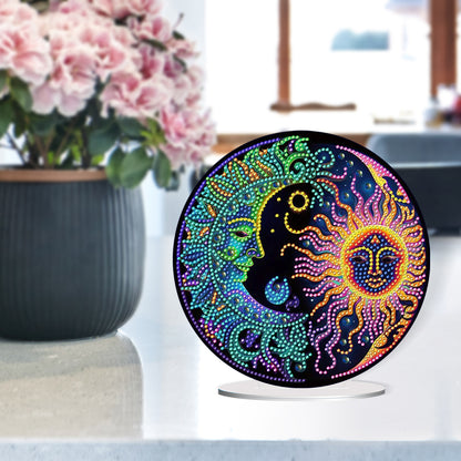 Sun and Moon Round Diamonds Painting Desktop Decor for Office Desktop Decor (#1)