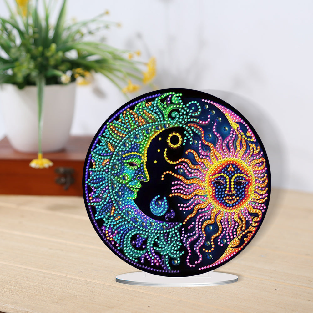 Sun and Moon Round Diamonds Painting Desktop Decor for Office Desktop Decor (#1)