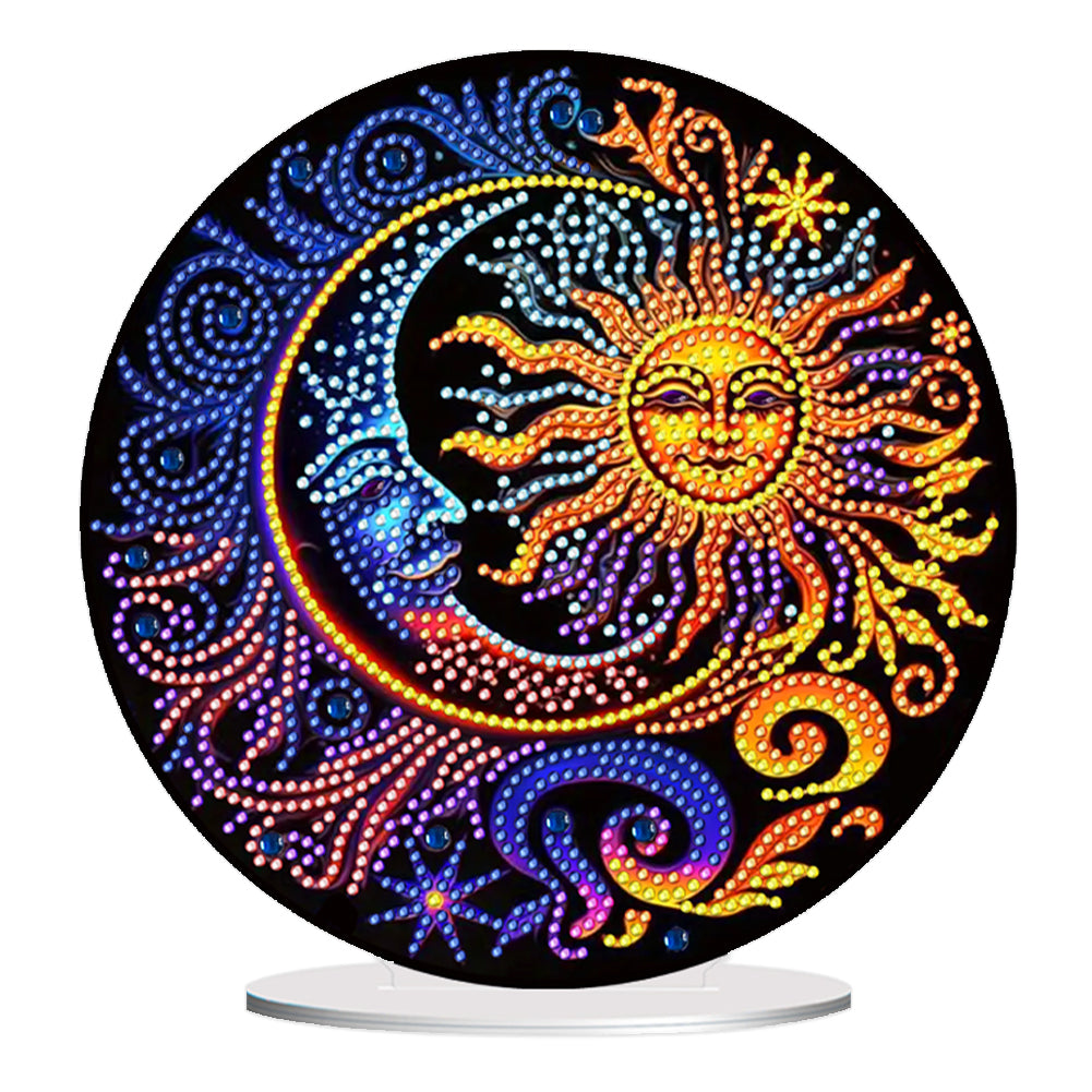 Sun and Moon Round Diamonds Painting Desktop Decor for Office Desktop Decor (#2)