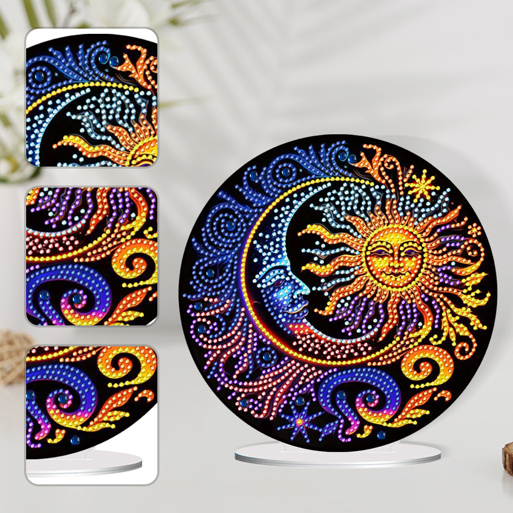 Sun and Moon Round Diamonds Painting Desktop Decor for Office Desktop Decor (#2)