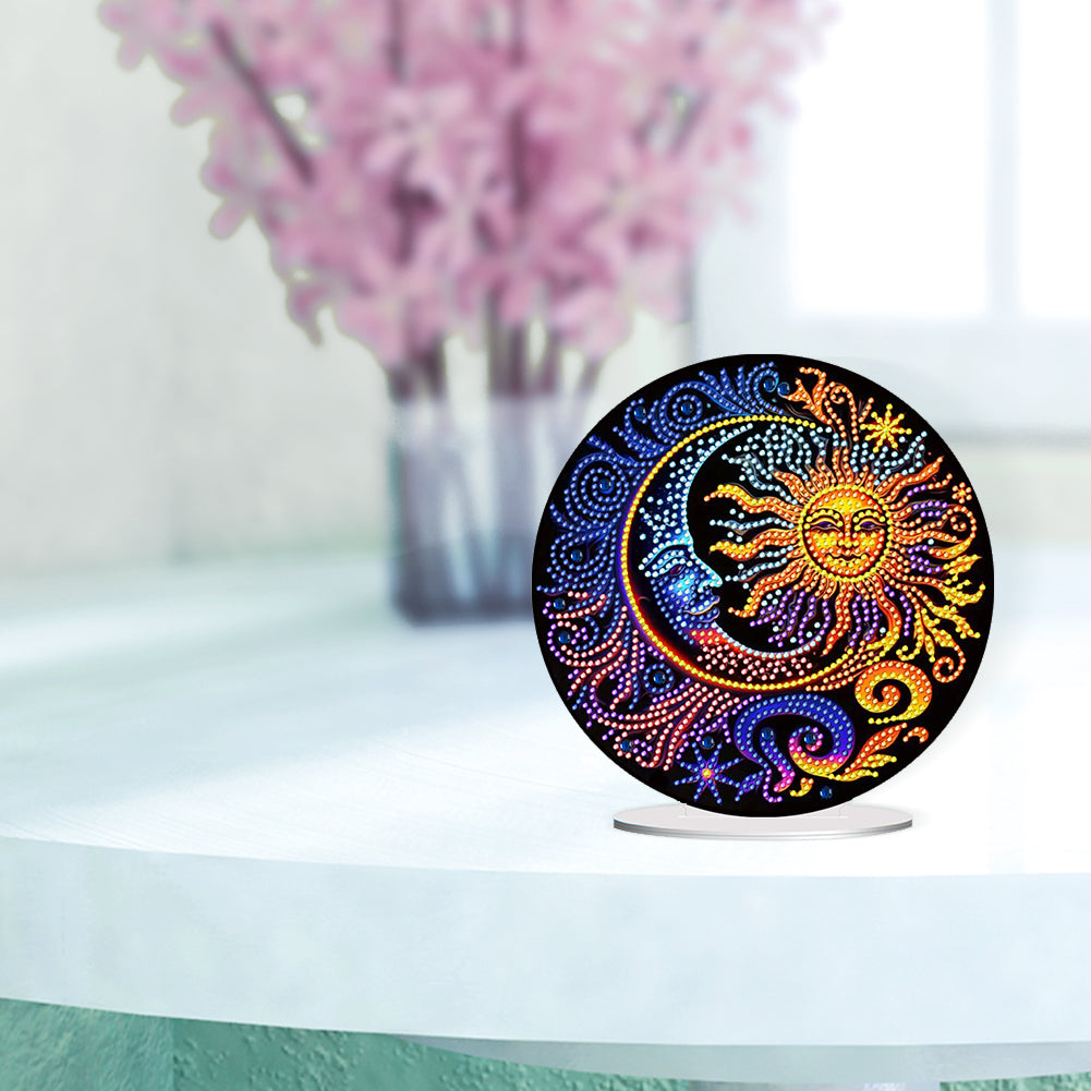 Sun and Moon Round Diamonds Painting Desktop Decor for Office Desktop Decor (#2)