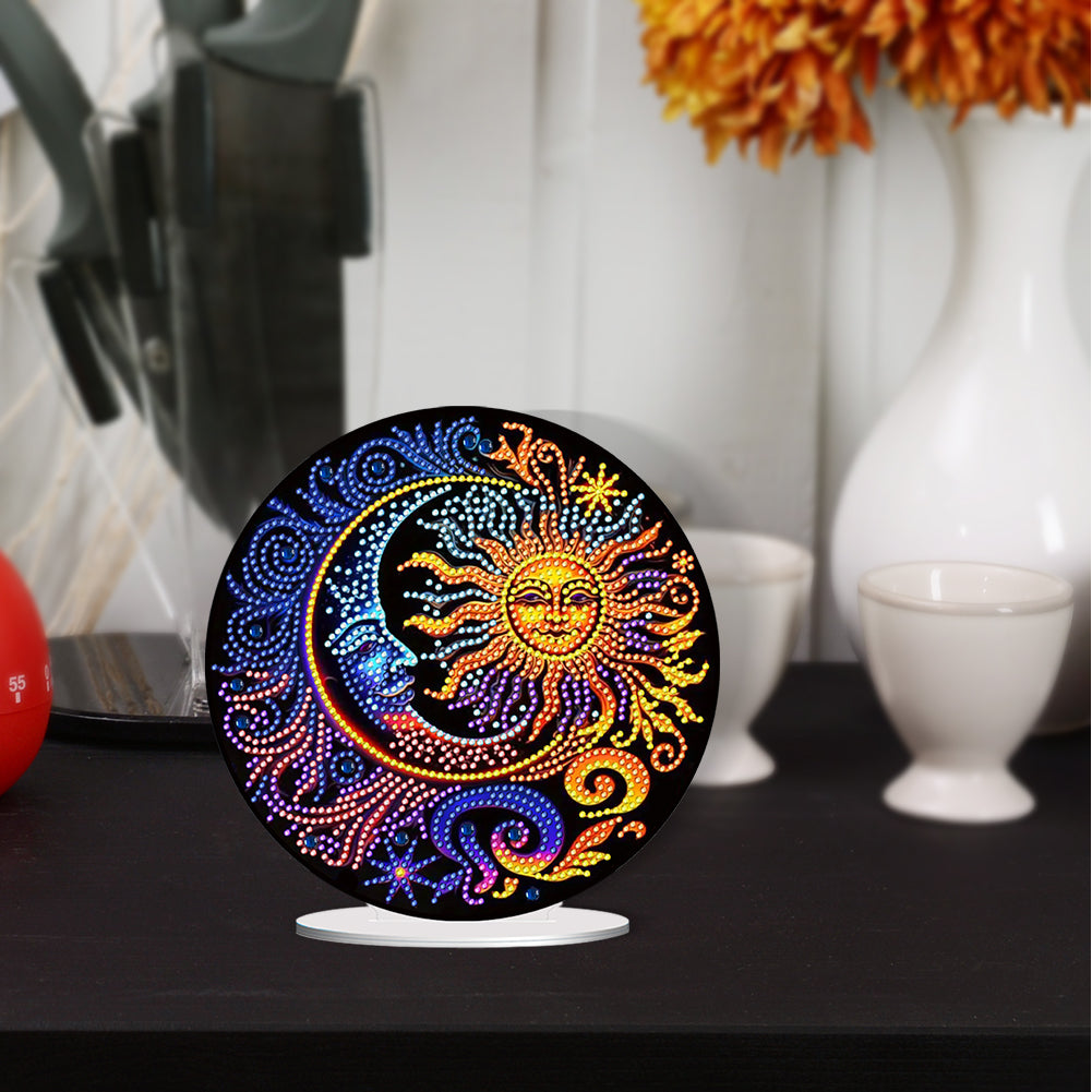 Sun and Moon Round Diamonds Painting Desktop Decor for Office Desktop Decor (#2)