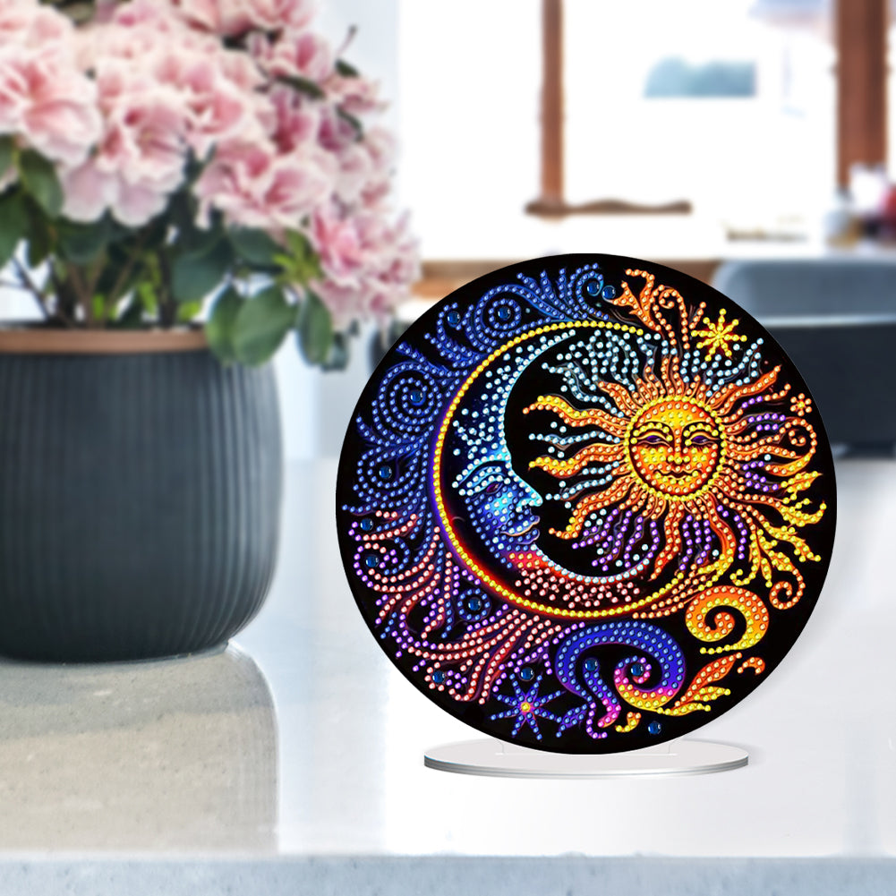 Sun and Moon Round Diamonds Painting Desktop Decor for Office Desktop Decor (#2)