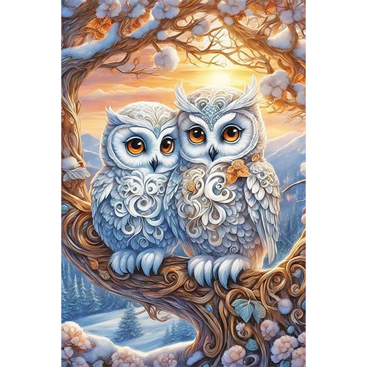 Owl And Baby Owl - Full Round Drill Diamond Painting 40*60CM