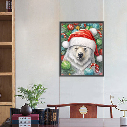 Christmas White Bear - Full Round Drill Diamond Painting 40*50CM