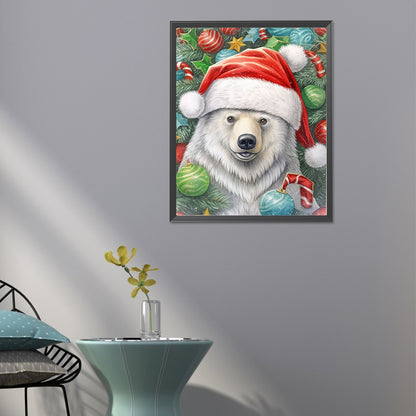 Christmas White Bear - Full Round Drill Diamond Painting 40*50CM