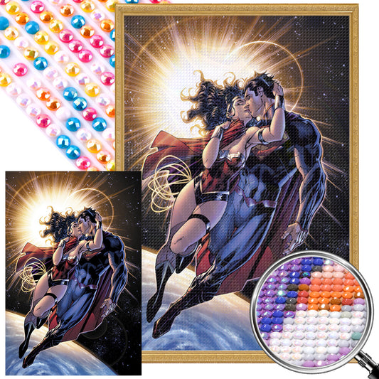 Wonder Woman And Superman - Full Round AB Drill Diamond Painting 40*60CM