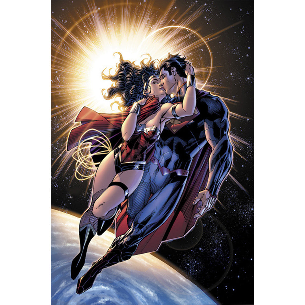 Wonder Woman And Superman - Full Round AB Drill Diamond Painting 40*60CM