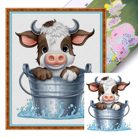 Cow In Bucket - 11CT Stamped Cross Stitch 40*50CM