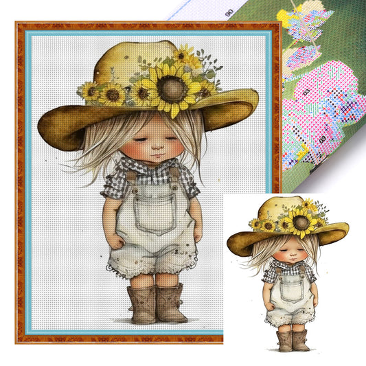 Hardworking Little Girl - 11CT Stamped Cross Stitch 40*50CM