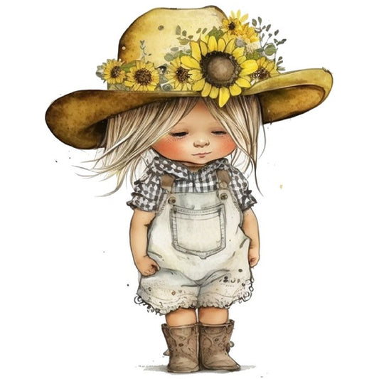 Hardworking Little Girl - 11CT Stamped Cross Stitch 40*50CM