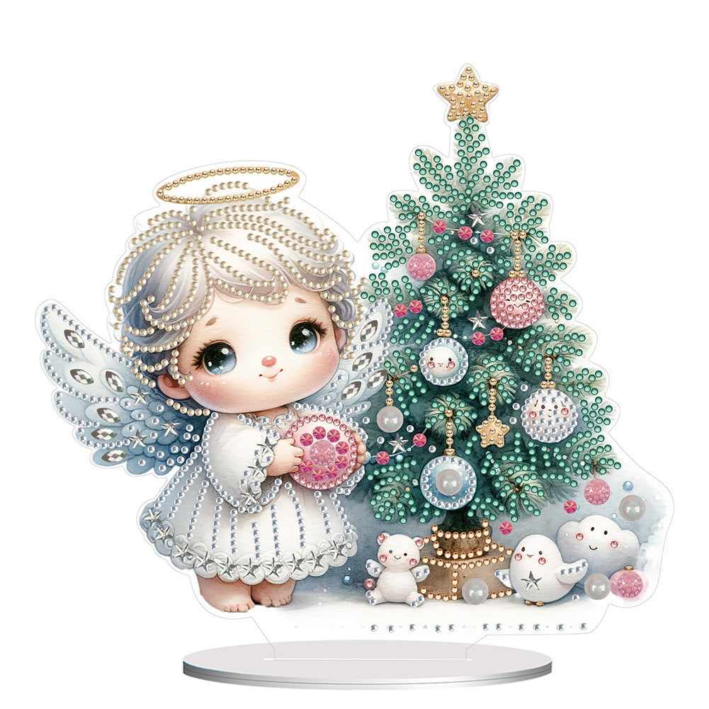 Acrylic Little Angel Special Shape+Round Diamonds Painting Desktop Decor (#1)