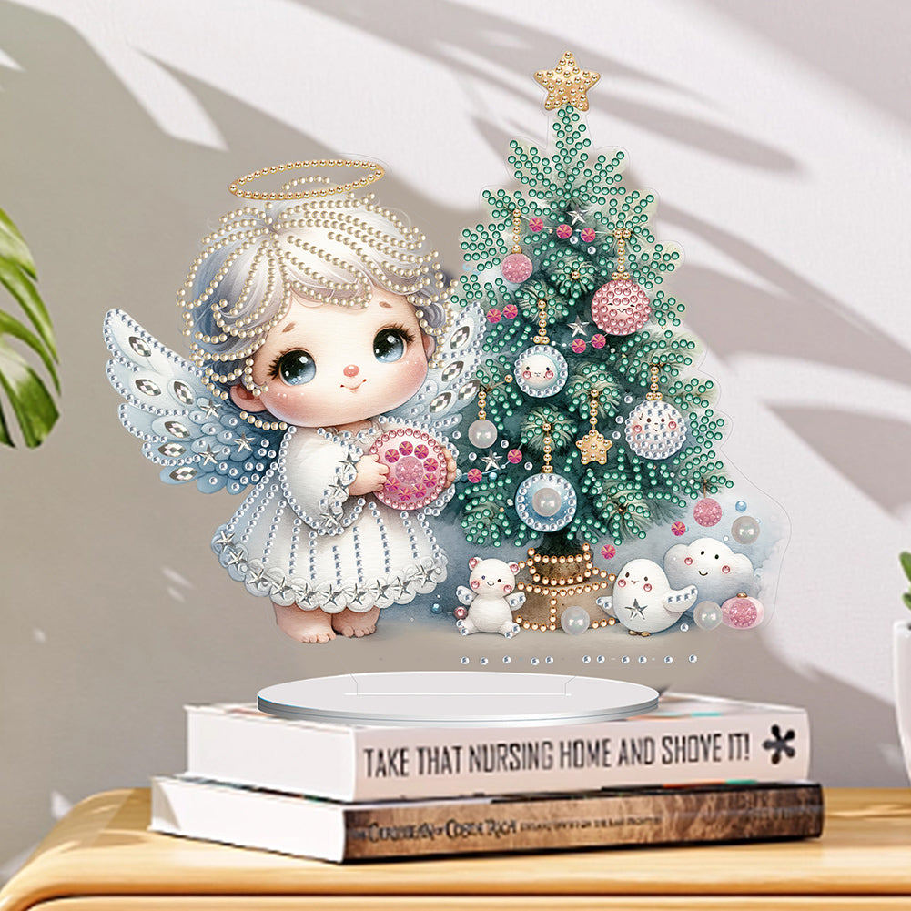 Acrylic Little Angel Special Shape+Round Diamonds Painting Desktop Decor (#1)