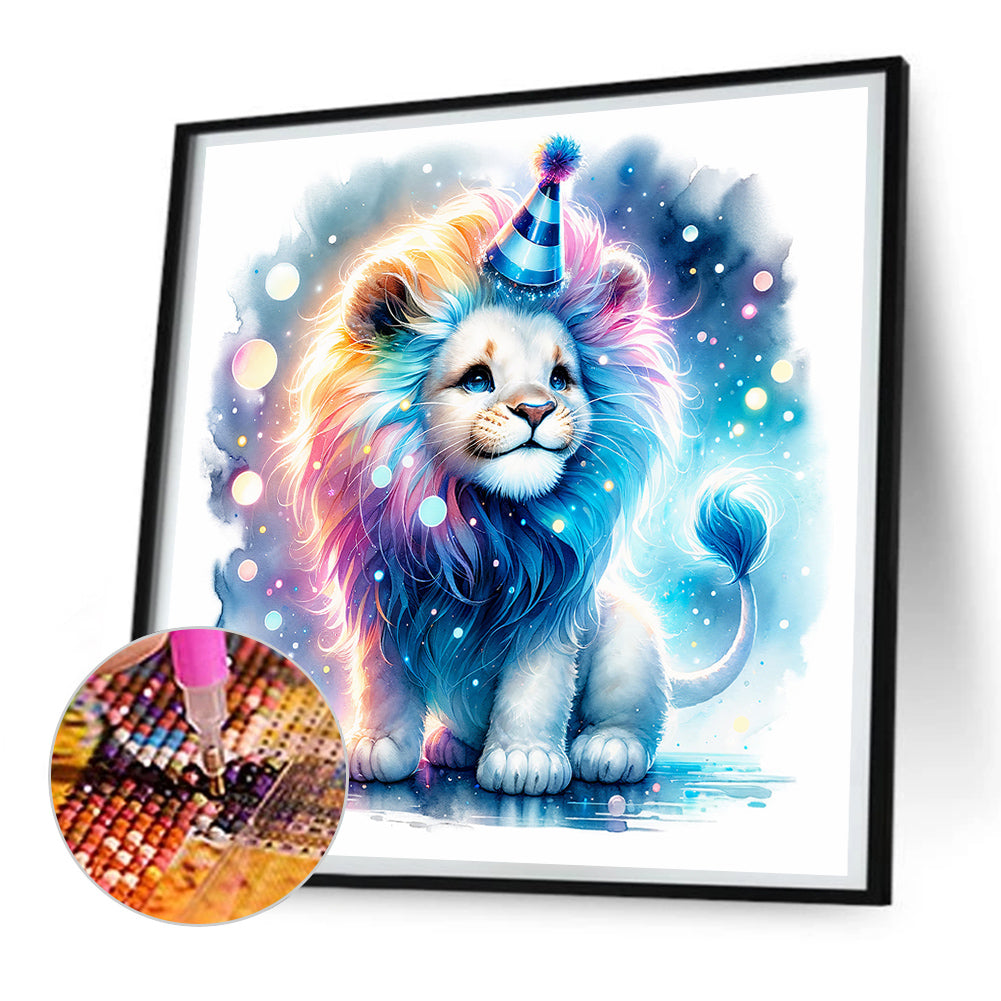 Shiny Animal Lion - Full Round Drill Diamond Painting 30*30CM