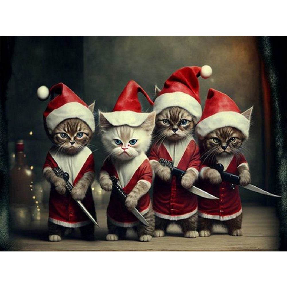 Christmas Cat - Full Square Drill Diamond Painting 40*30CM