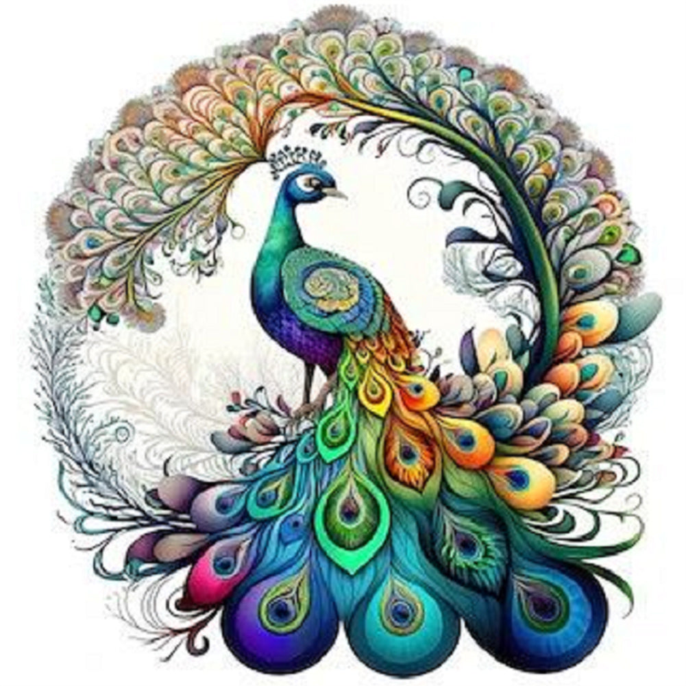 Peacock - Full Round Drill Diamond Painting 30*30CM