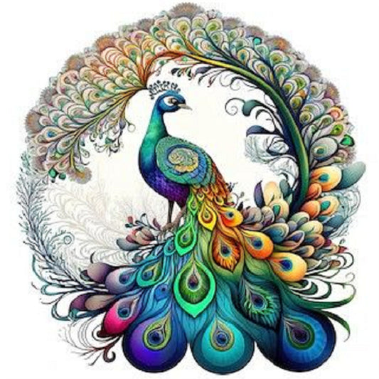 Peacock - Full Round Drill Diamond Painting 30*30CM