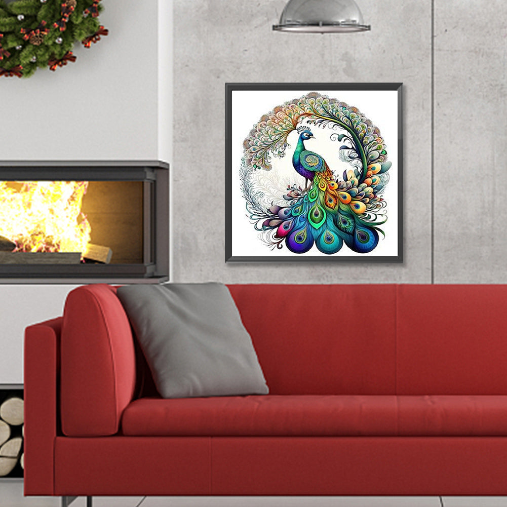 Peacock - Full Round Drill Diamond Painting 30*30CM