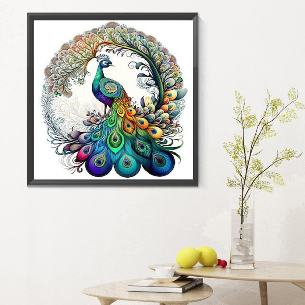 Peacock - Full Round Drill Diamond Painting 30*30CM