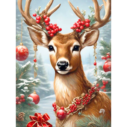 Christmas Deer - Full Round Drill Diamond Painting 30*40CM