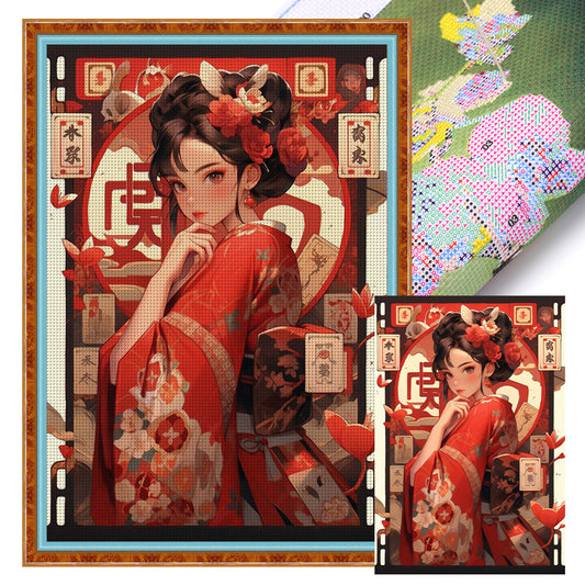 Antique Girl - 11CT Stamped Cross Stitch 40*60CM