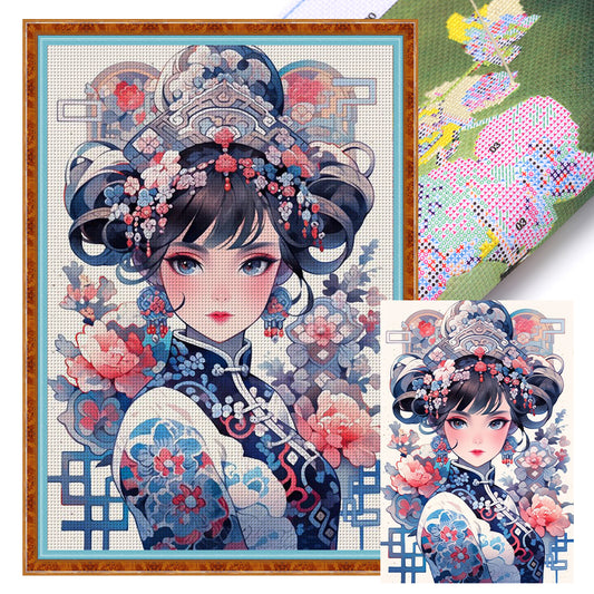 Antique Girl - 11CT Stamped Cross Stitch 40*60CM