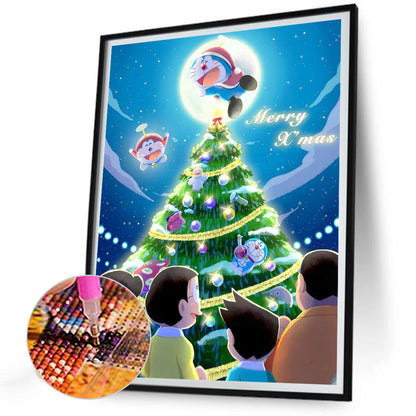 Doraemon Celebrates Christmas - Full Round Drill Diamond Painting 30*40CM