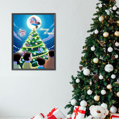 Doraemon Celebrates Christmas - Full Round Drill Diamond Painting 30*40CM