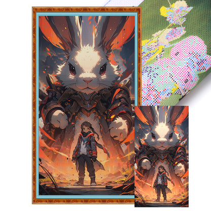 Giant Rabbit Warrior - 11CT Stamped Cross Stitch 40*70CM