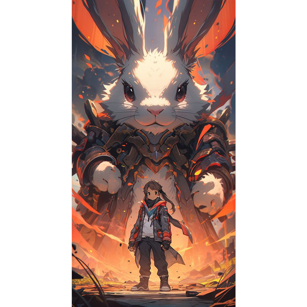 Giant Rabbit Warrior - 11CT Stamped Cross Stitch 40*70CM