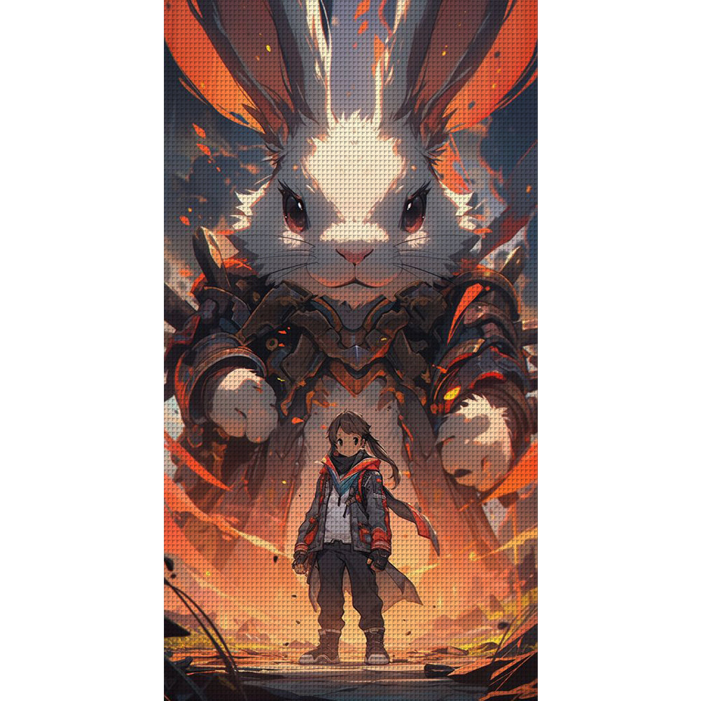 Giant Rabbit Warrior - 11CT Stamped Cross Stitch 40*70CM