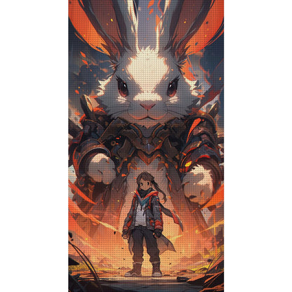 Giant Rabbit Warrior - 11CT Stamped Cross Stitch 40*70CM