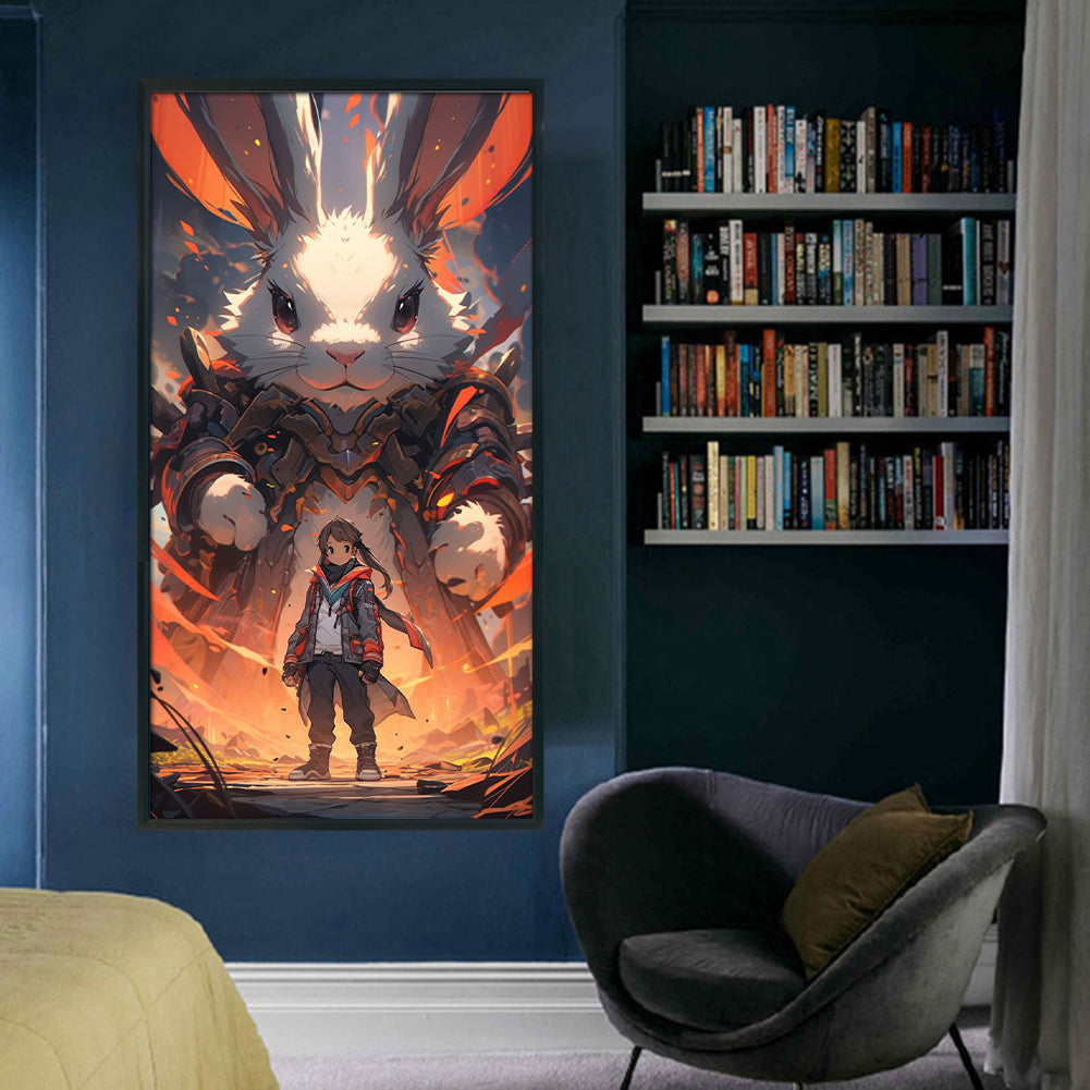 Giant Rabbit Warrior - 11CT Stamped Cross Stitch 40*70CM