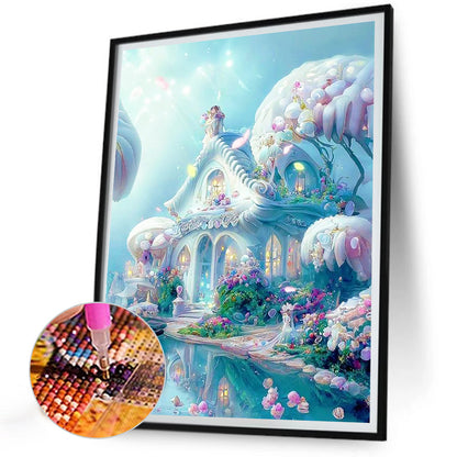 White Dream House - Full Round Drill Diamond Painting 30*40CM