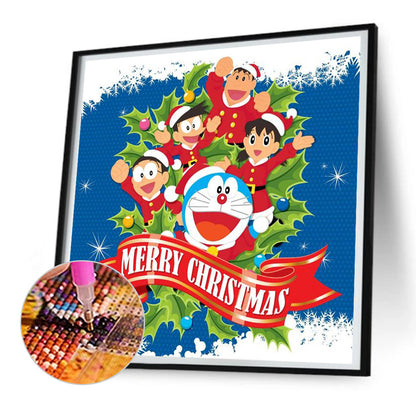 Doraemon Celebrates Christmas - Full Round Drill Diamond Painting 30*30CM