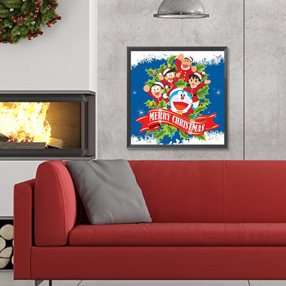 Doraemon Celebrates Christmas - Full Round Drill Diamond Painting 30*30CM