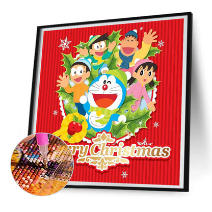 Doraemon Celebrates Christmas - Full Round Drill Diamond Painting 30*30CM