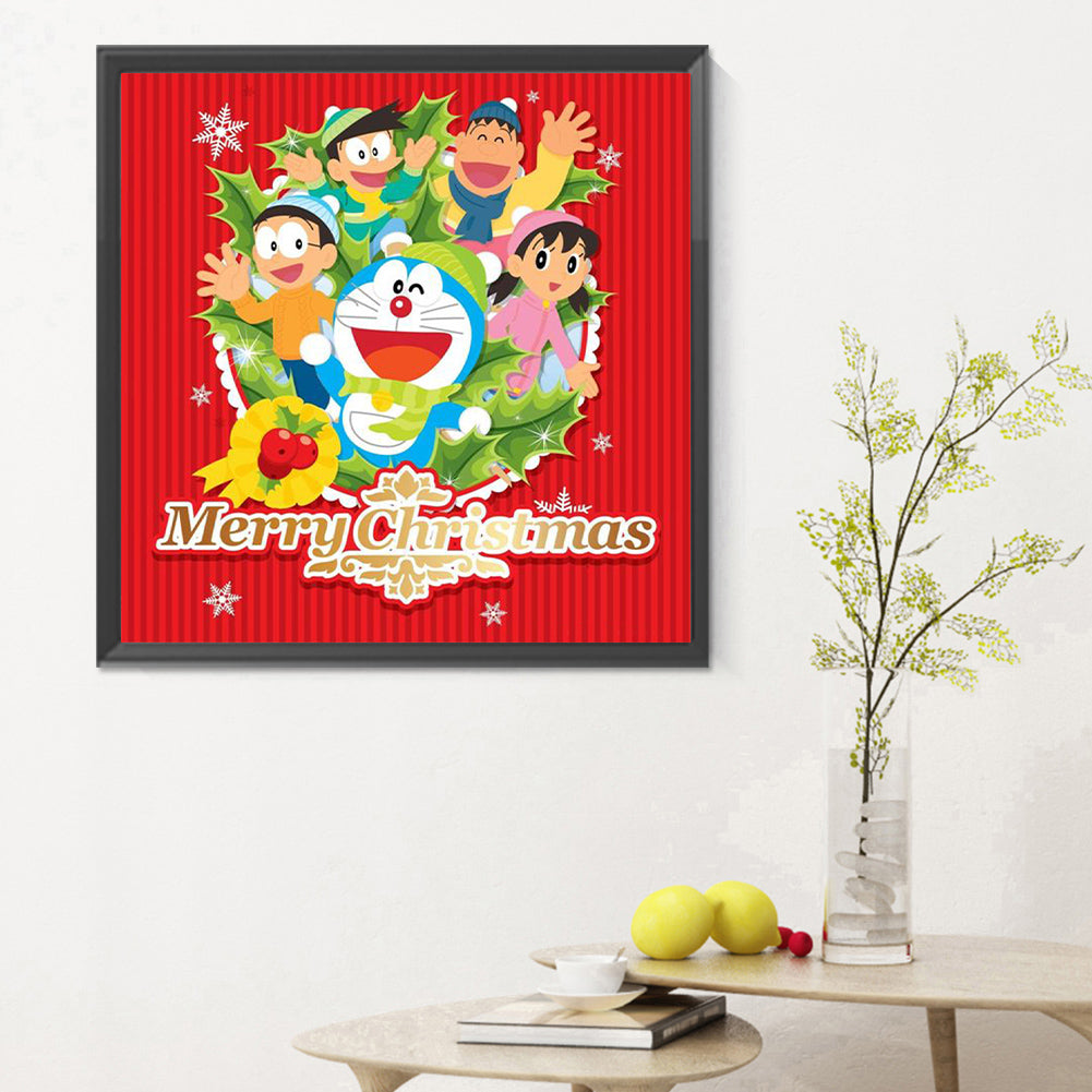 Doraemon Celebrates Christmas - Full Round Drill Diamond Painting 30*30CM