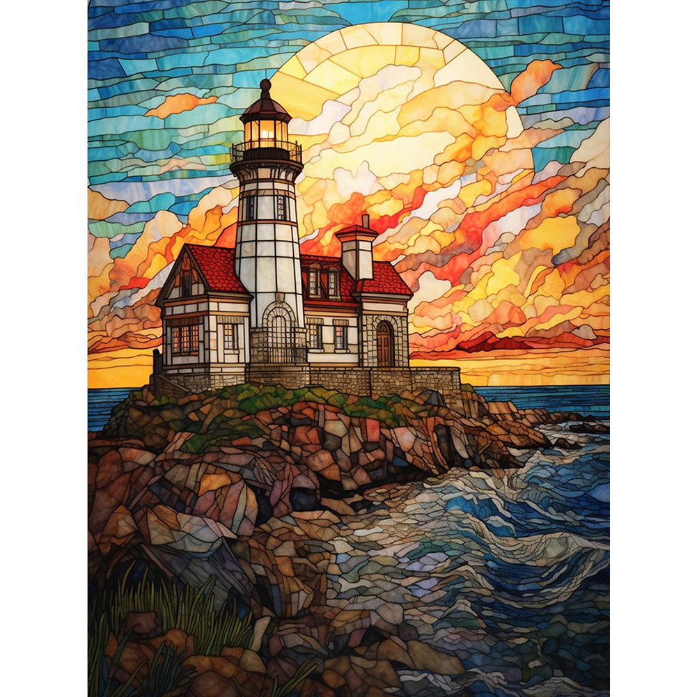 Island Lighthouse - Full Round Drill Diamond Painting 30*40CM