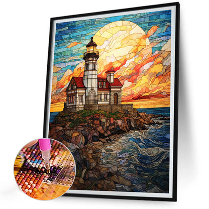 Island Lighthouse - Full Round Drill Diamond Painting 30*40CM