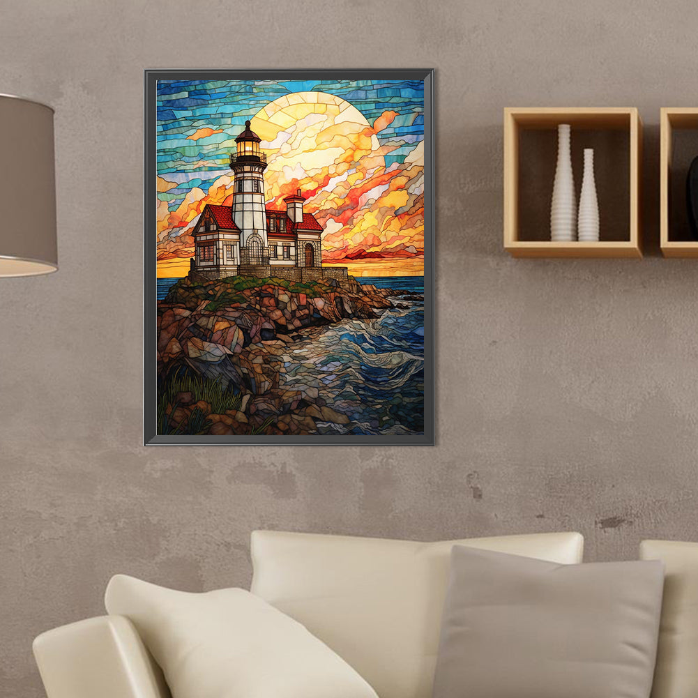 Island Lighthouse - Full Round Drill Diamond Painting 30*40CM