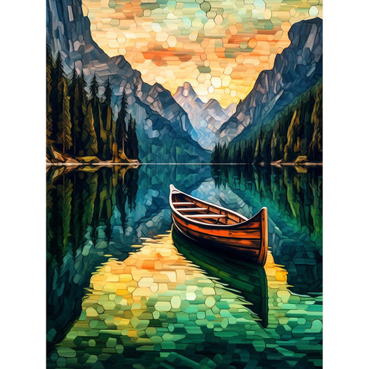 Boat Flowing Water - Full Round Drill Diamond Painting 30*40CM