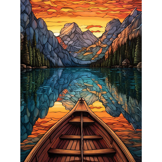 Boat Flowing Water - Full Round Drill Diamond Painting 30*40CM