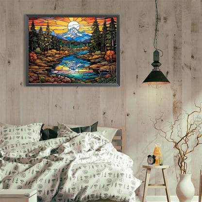 Mountains And Flowing Water - Full Round Drill Diamond Painting 40*30CM